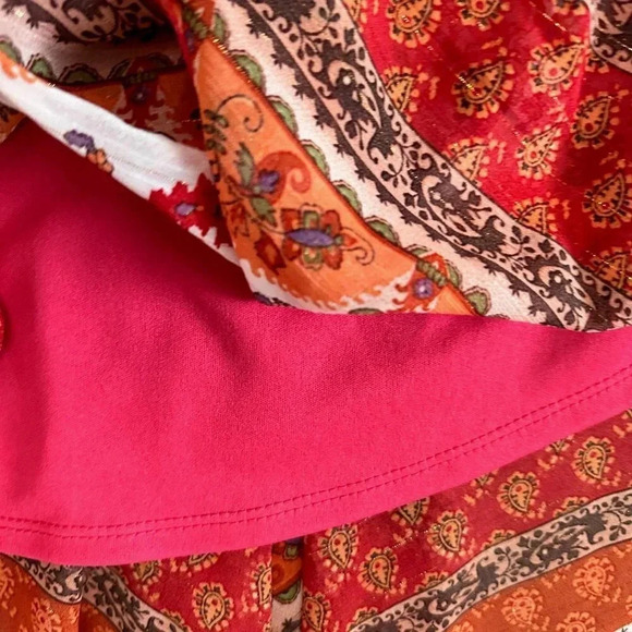 Westport 1962 Dress Womens 4 Scarf Hem Gold Metallic Thread Boho Midi - Picture 11 of 16